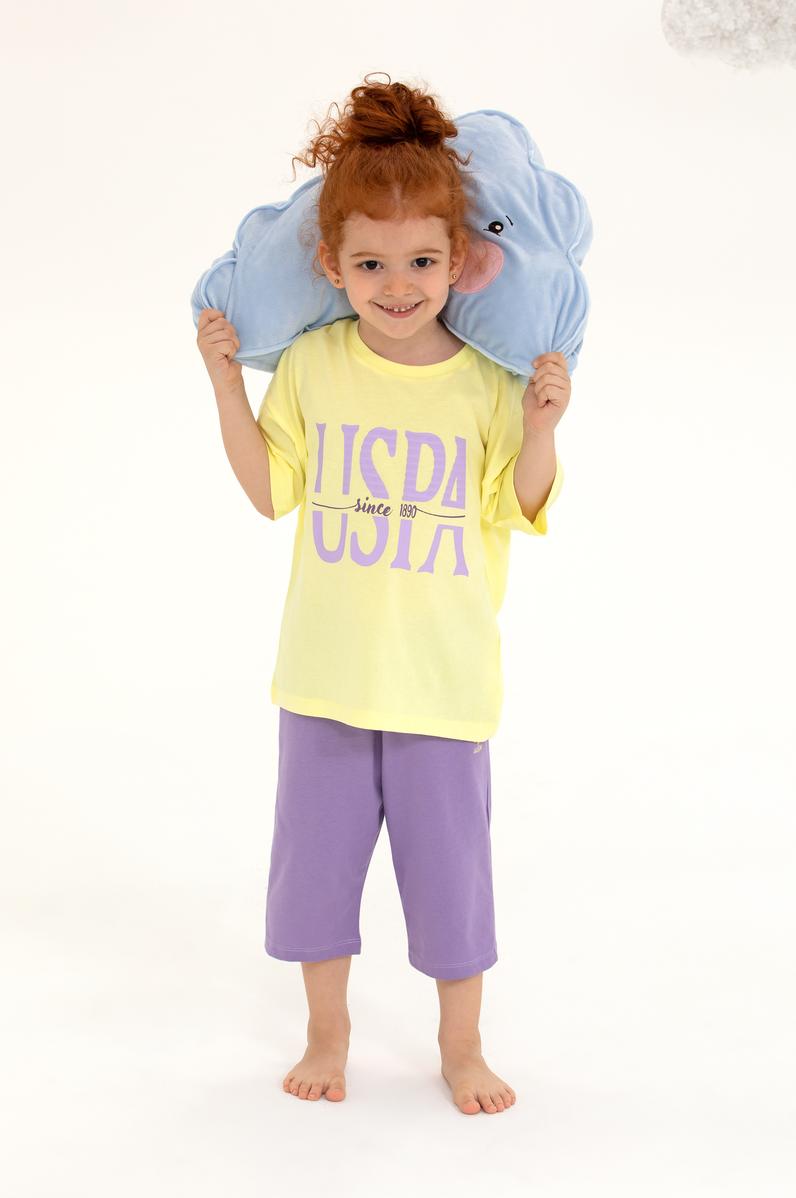 Kız Çocuk Açık Sarı Pijama Takımı