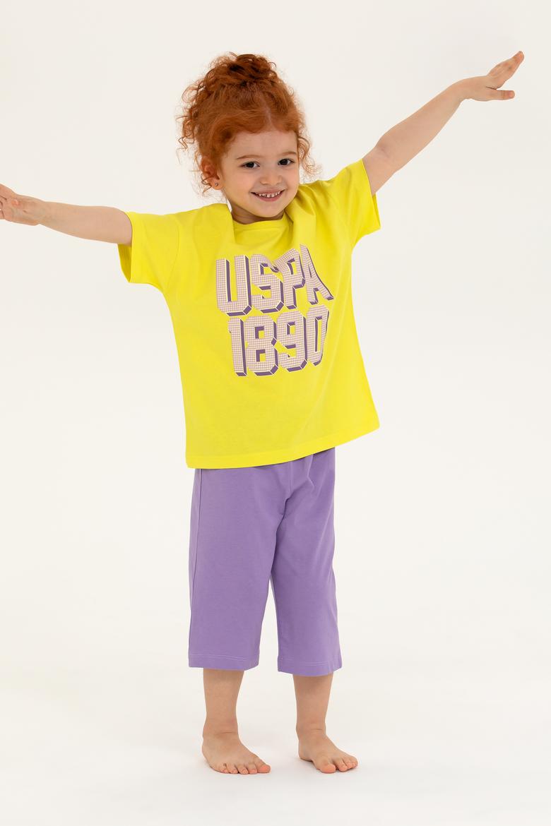 Kız Çocuk Neon Sarı Pijama Takımı