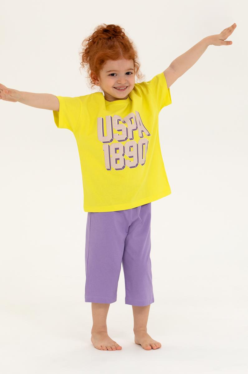 Kız Çocuk Neon Sarı Pijama Takımı