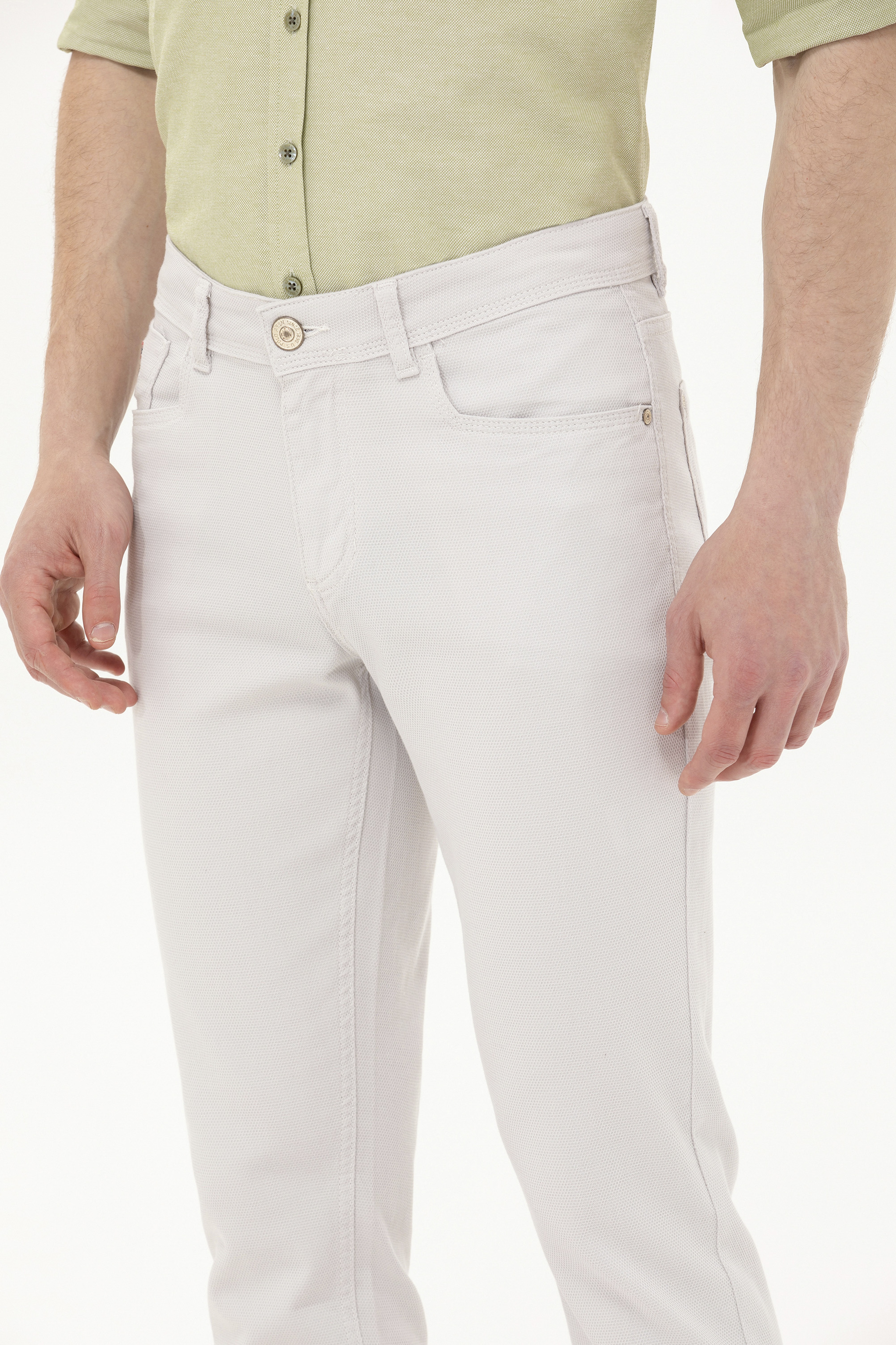 Erkek Slim Fit Açık Gri Kanvas / Chino Pantolon - Image 6