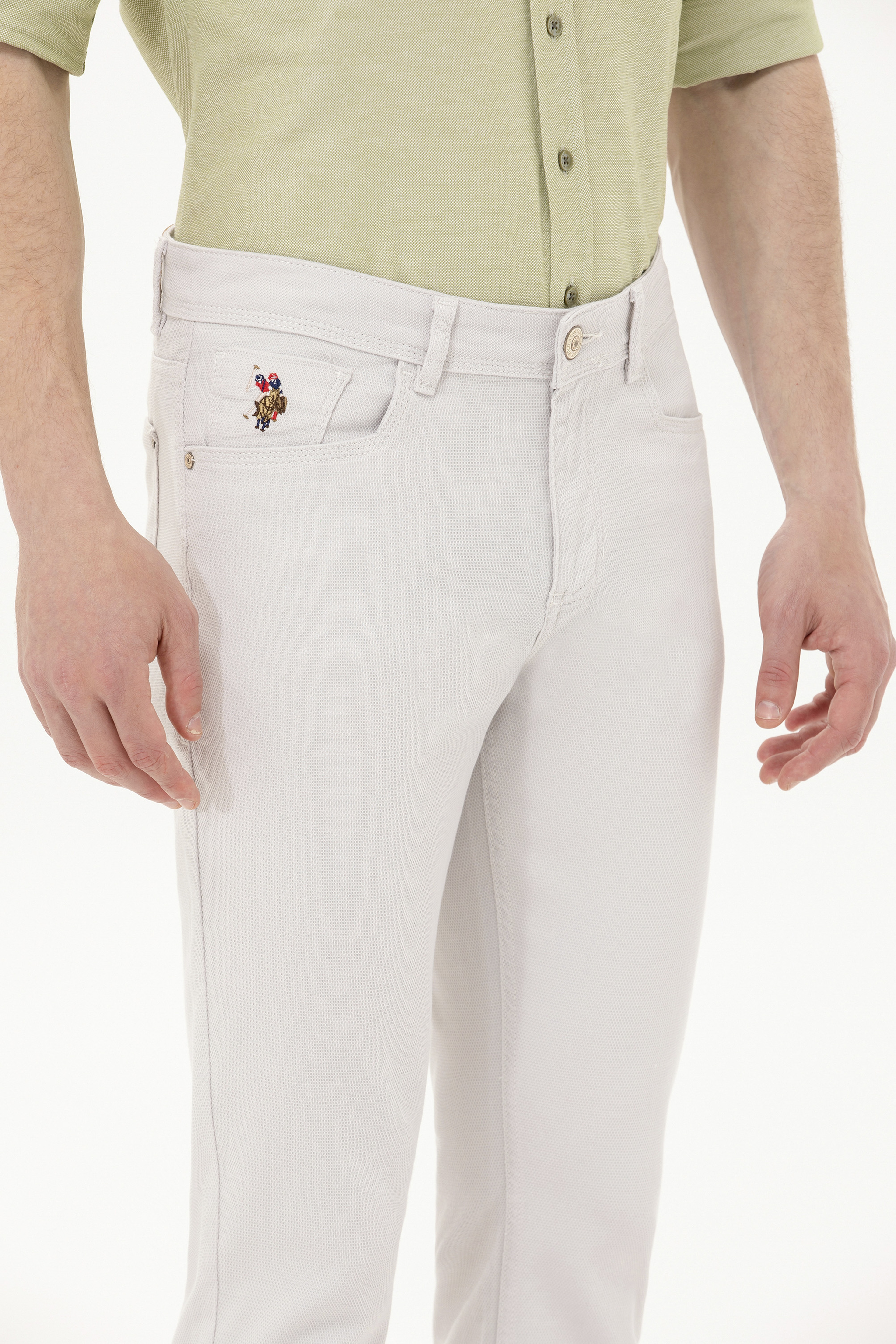 Erkek Slim Fit Açık Gri Kanvas / Chino Pantolon - Image 5