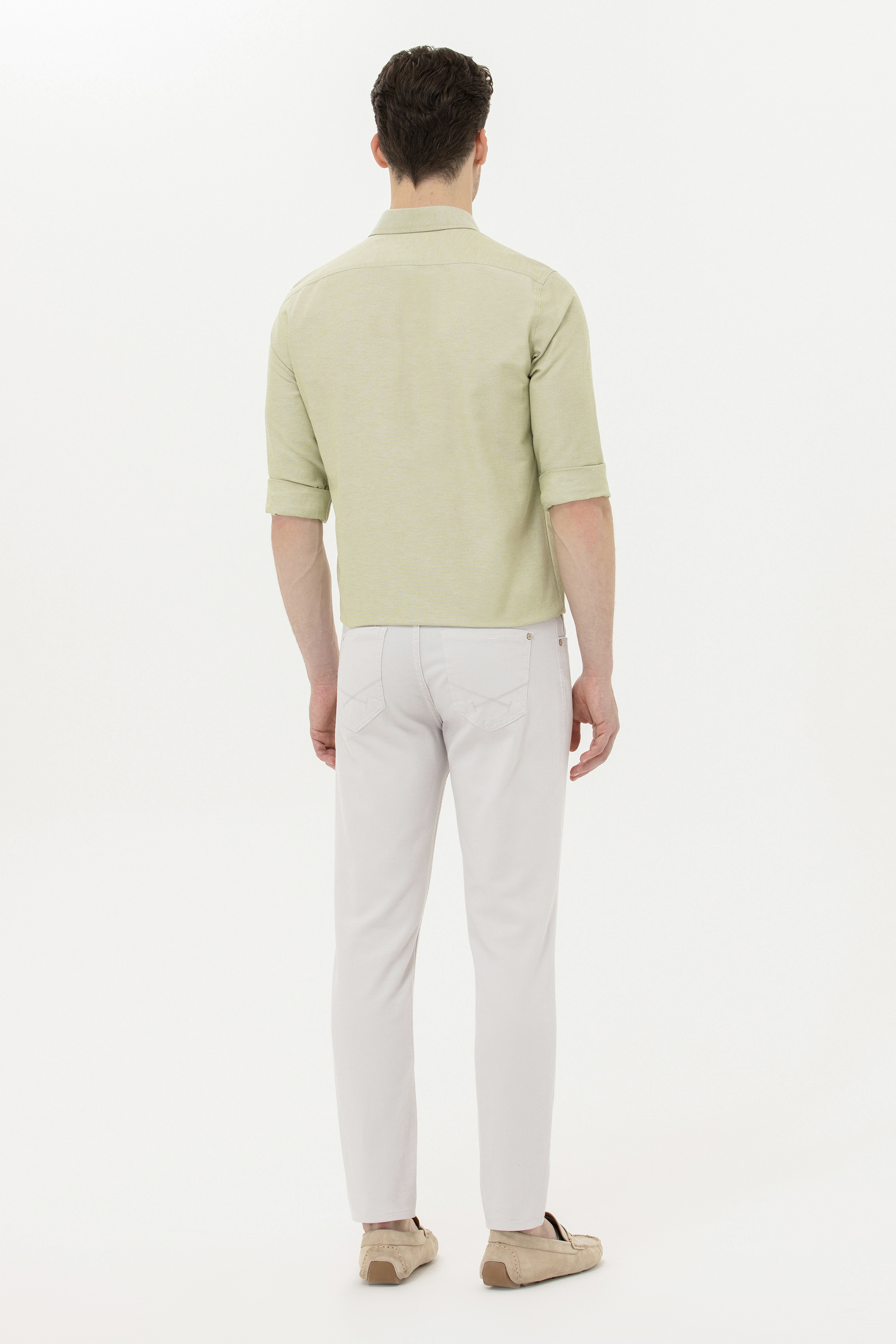 Erkek Slim Fit Açık Gri Kanvas / Chino Pantolon