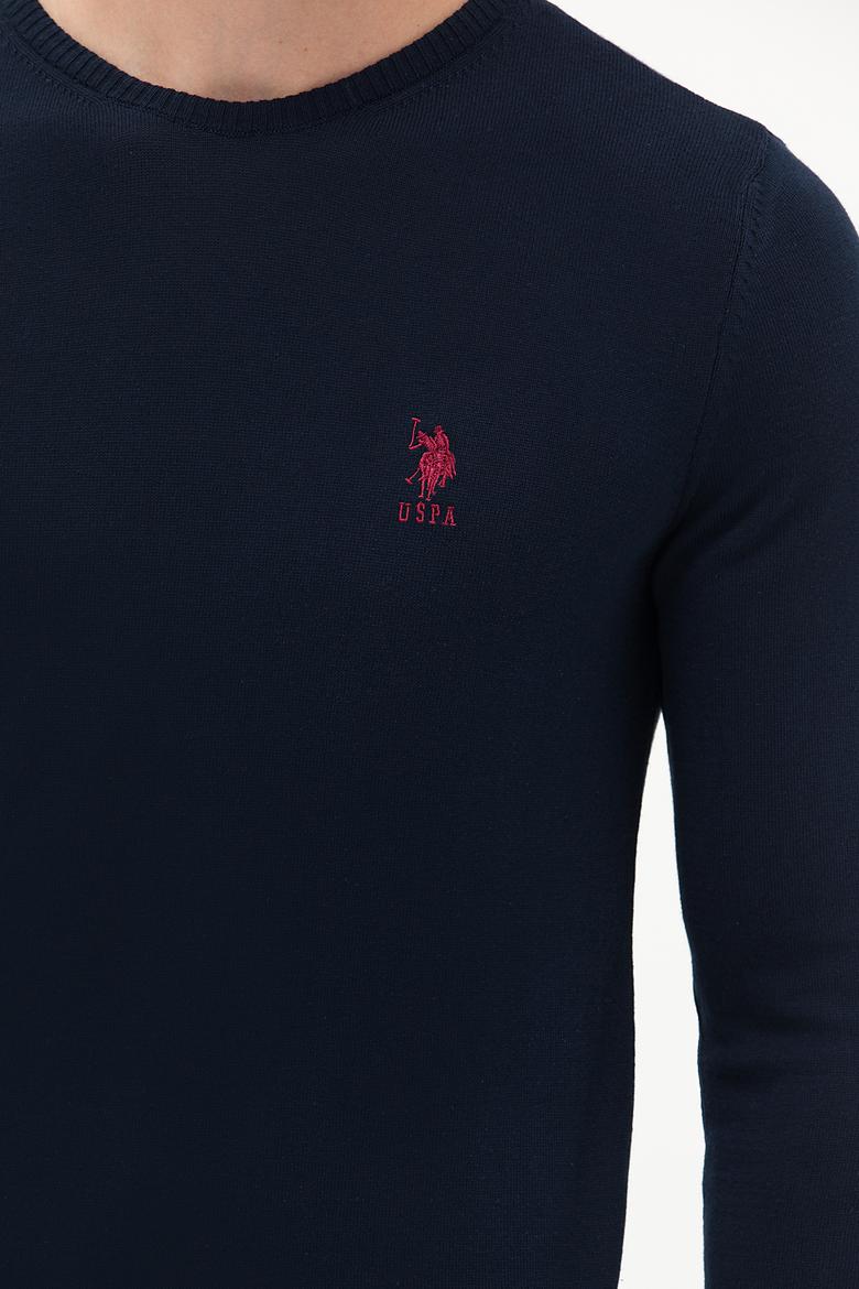 Erkek Lacivert Bisiklet Yaka Basic Triko Kazak - 50253443021