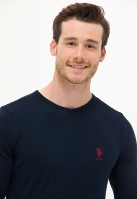 Erkek Lacivert Bisiklet Yaka Basic Triko Kazak - 50253443021