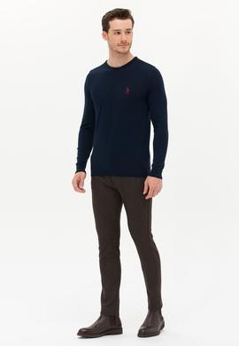 Erkek Lacivert Bisiklet Yaka Basic Triko Kazak - 50253443021