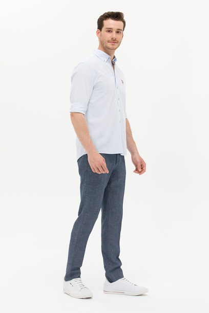 Erkek Slim Fit Lacivert Kanvas Pantolon