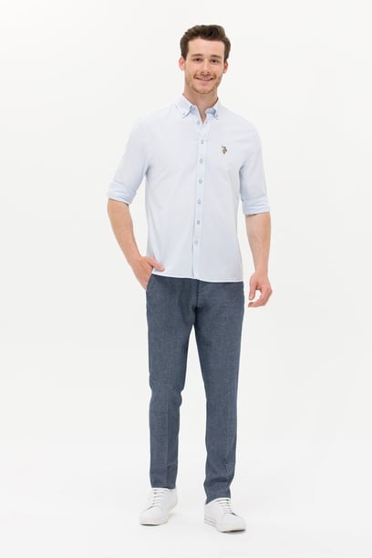 Erkek Slim Fit Lacivert Kanvas Pantolon