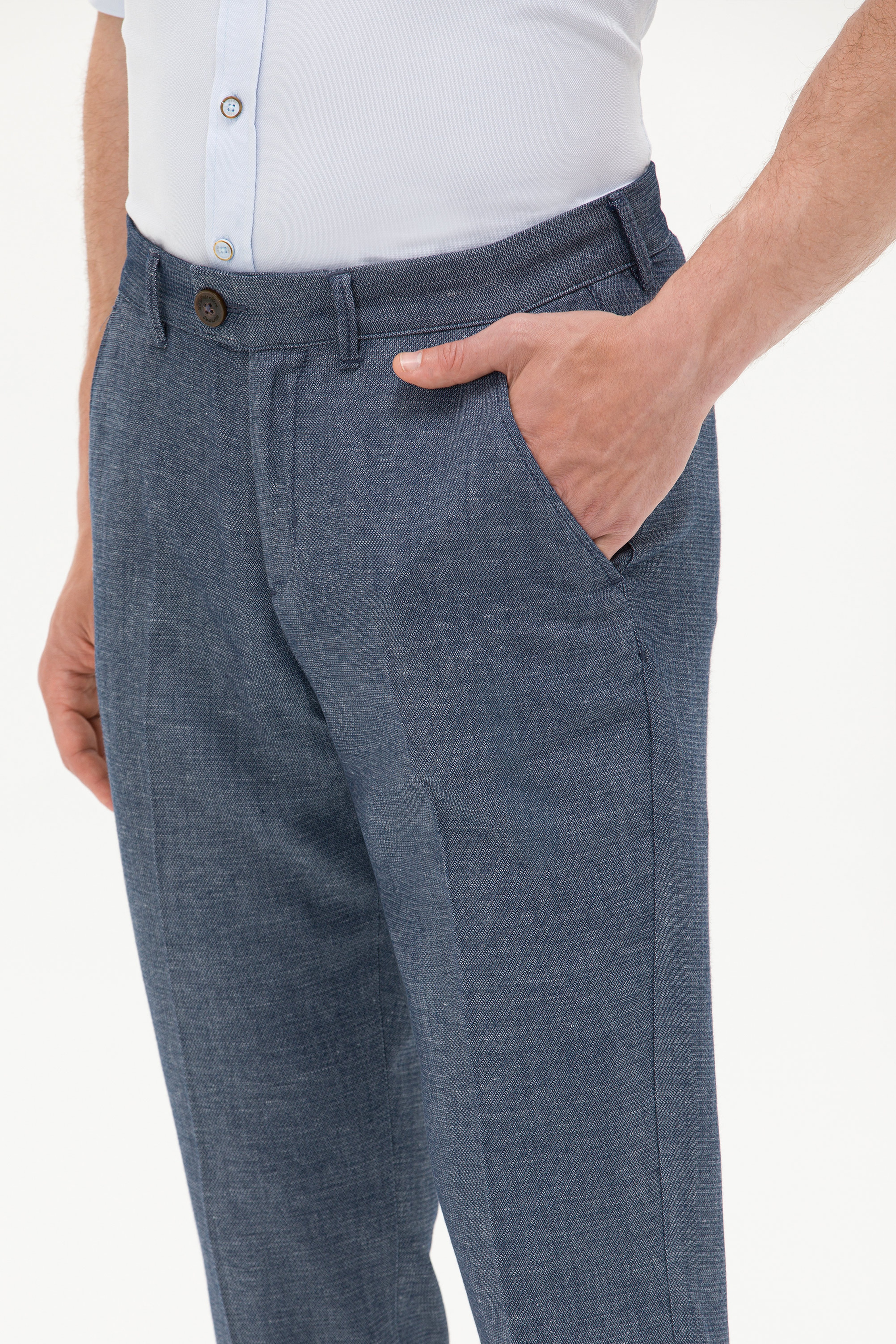 Erkek Slim Fit Lacivert Kanvas Pantolon - Image 6