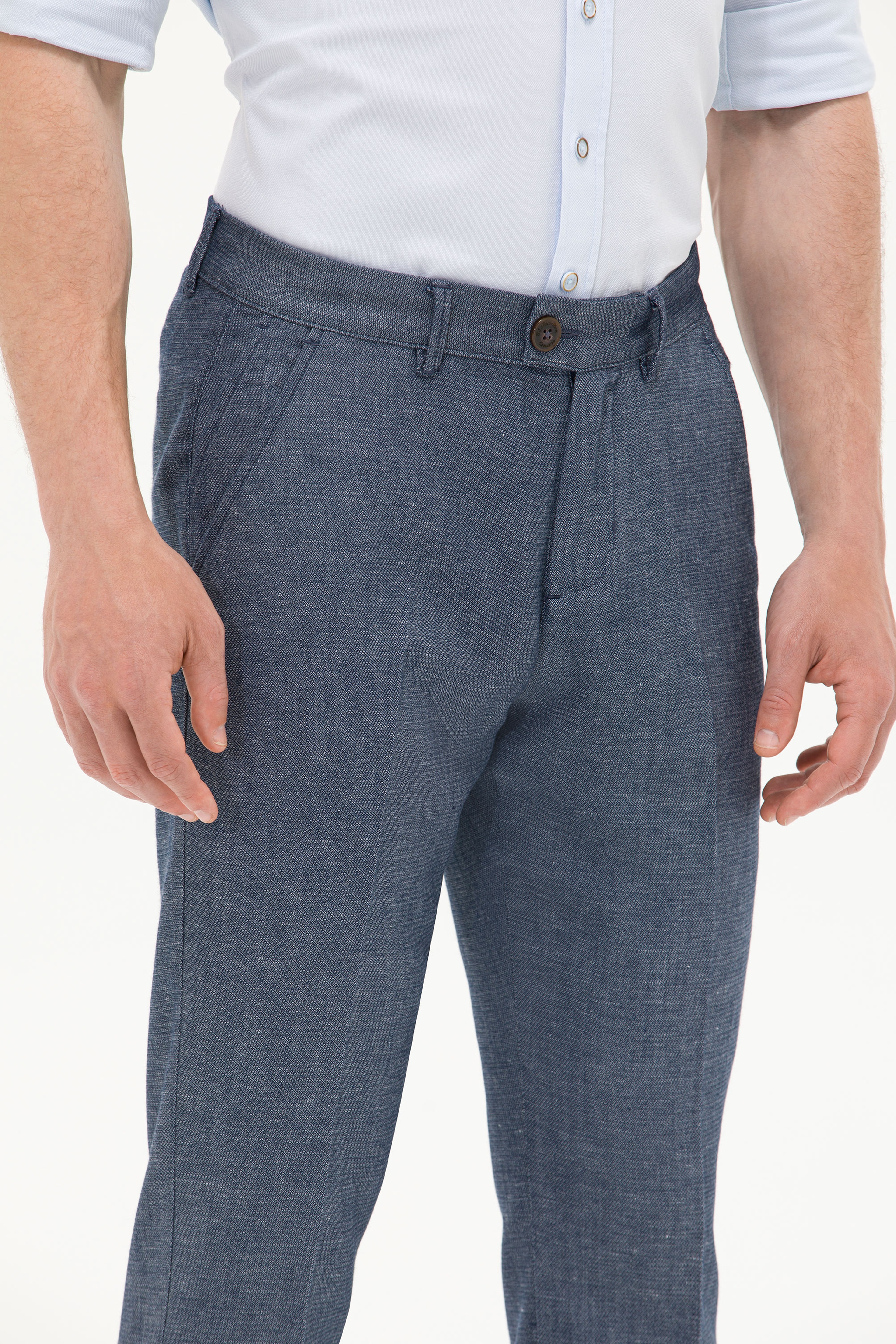 Erkek Slim Fit Lacivert Kanvas Pantolon - Image 5
