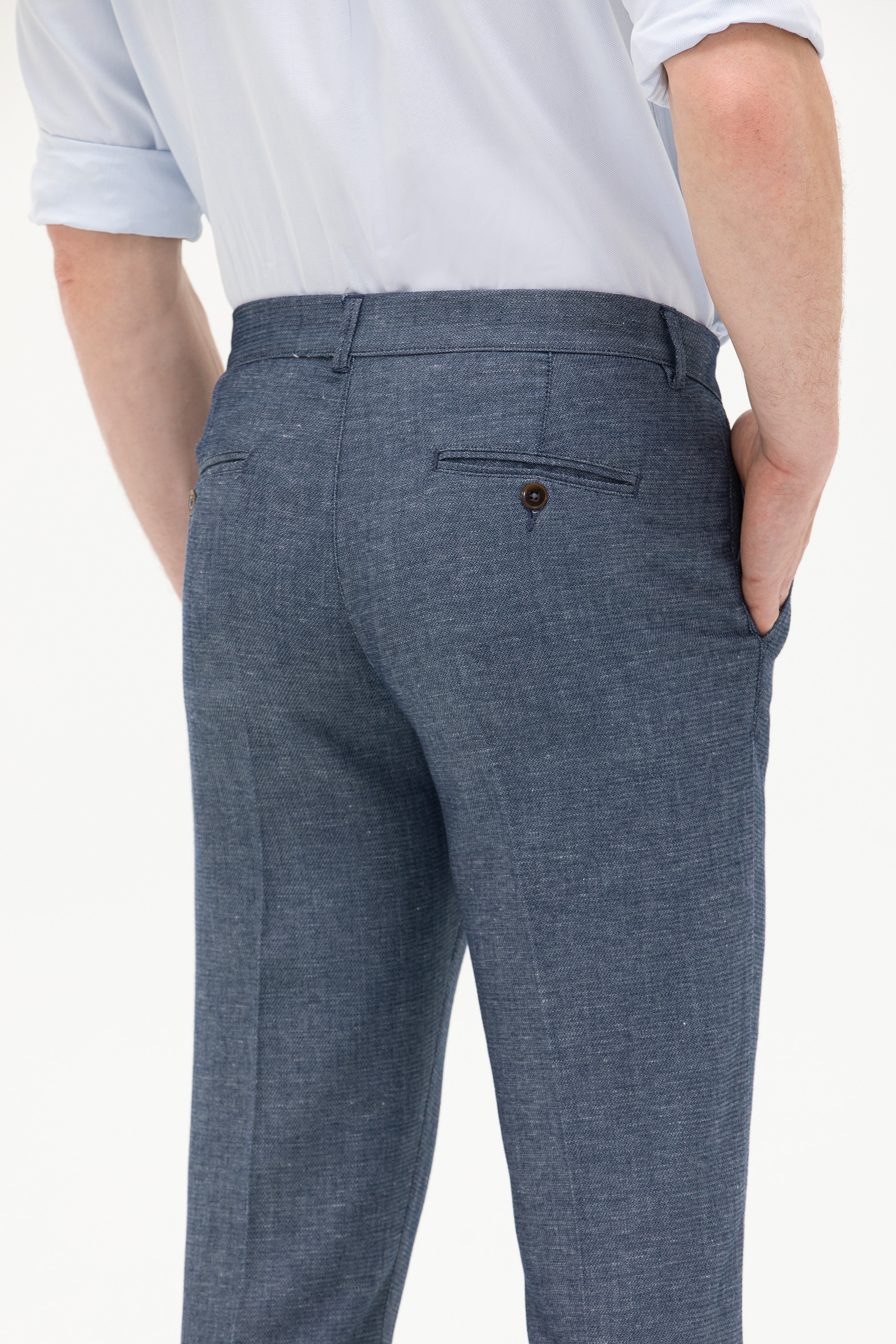 Erkek Slim Fit Lacivert Kanvas Pantolon - Image 7