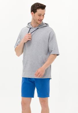 Erkek Gri Melanj Kapüşonlu Sweatshirt - 50264179011