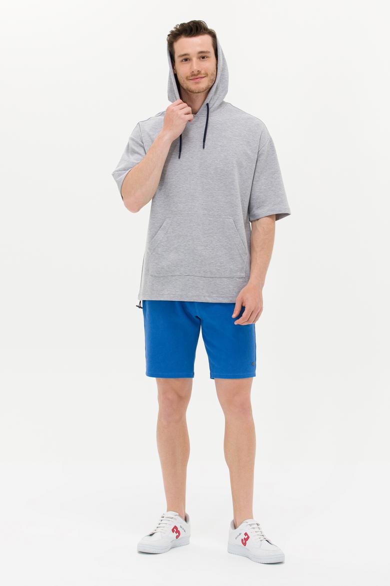 Erkek Gri Melanj Kapüşonlu Sweatshirt - 50264179011