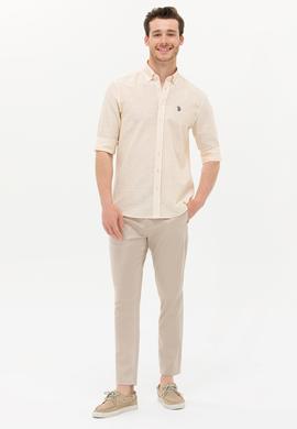 Erkek Sarı Çizgili Beyaz Gömlek - 50275859017