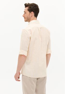 Erkek Sarı Çizgili Beyaz Gömlek - 50275859017