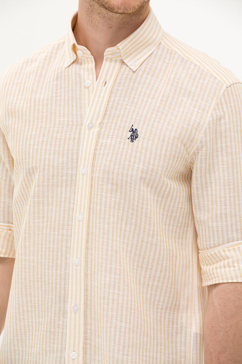 Erkek Sarı Çizgili Beyaz Gömlek - 50275859017