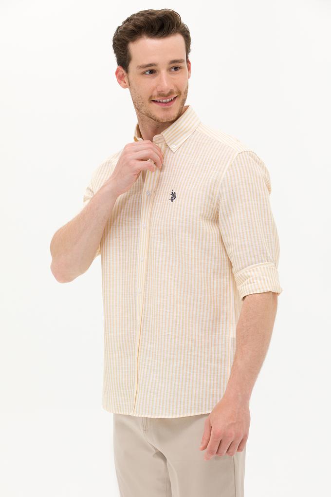 Erkek Sarı Çizgili Beyaz Gömlek