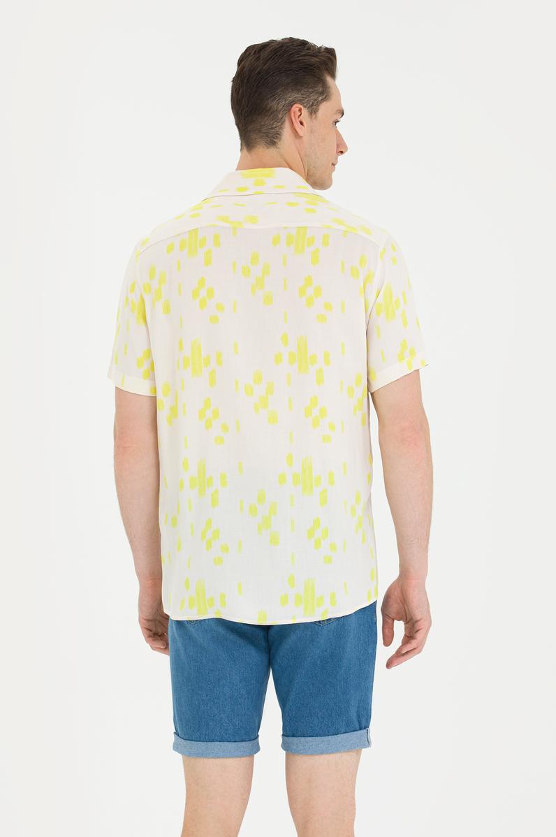 Erkek Ekru Kısa Kollu Gömlek