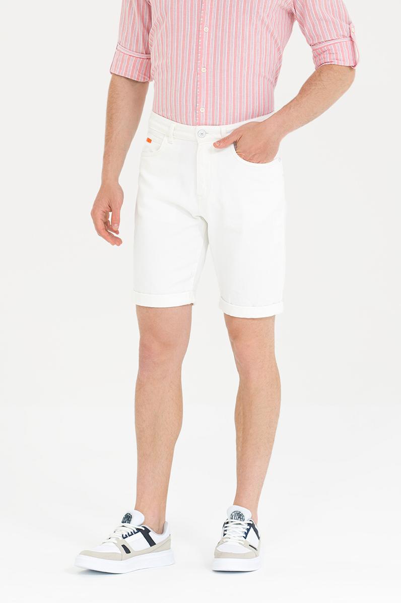 Erkek Beyaz Jean Şort