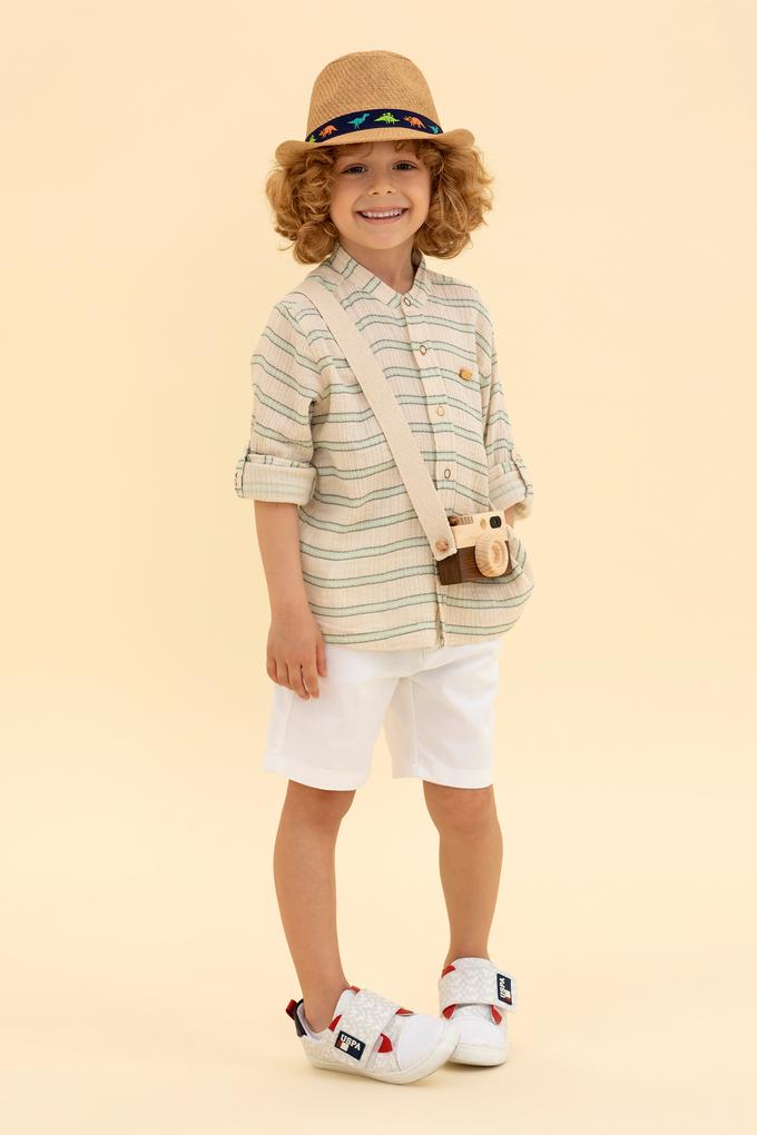 Erkek Çocuk Beyaz Dokuma Şort