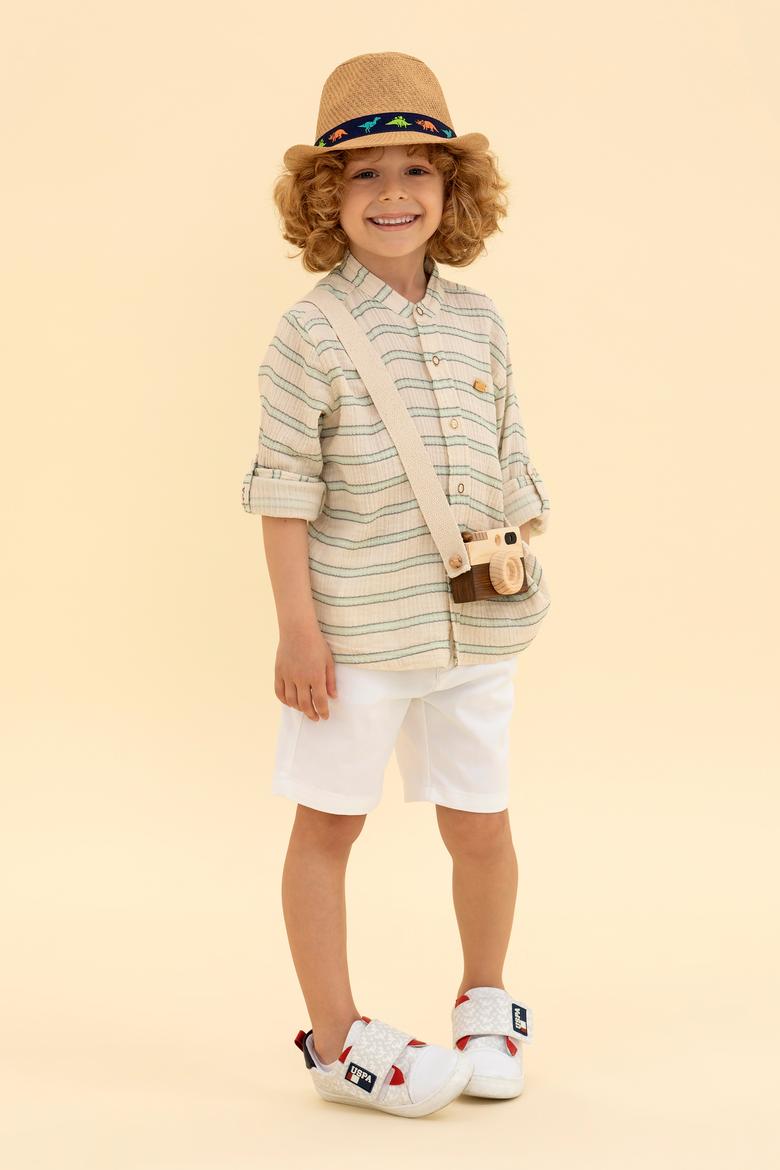 Erkek Çocuk Beyaz Dokuma Şort