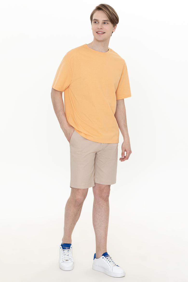 Erkek Bej Dokuma Şort - 50254441016