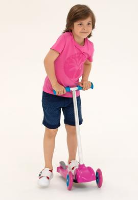 Çocuk Pembe Bisiklet Yaka Tişört - 50266008052