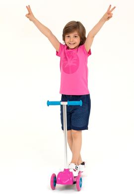 Çocuk Pembe Bisiklet Yaka Tişört - 50266008052