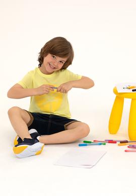 Çocuk Açık Sarı Bisiklet Yaka Tişört - 50266008063