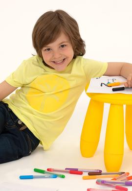 Çocuk Açık Sarı Bisiklet Yaka Tişört - 50266008063