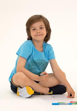 Çocuk Turkuaz Bisiklet Yaka Tişört - 50266008074