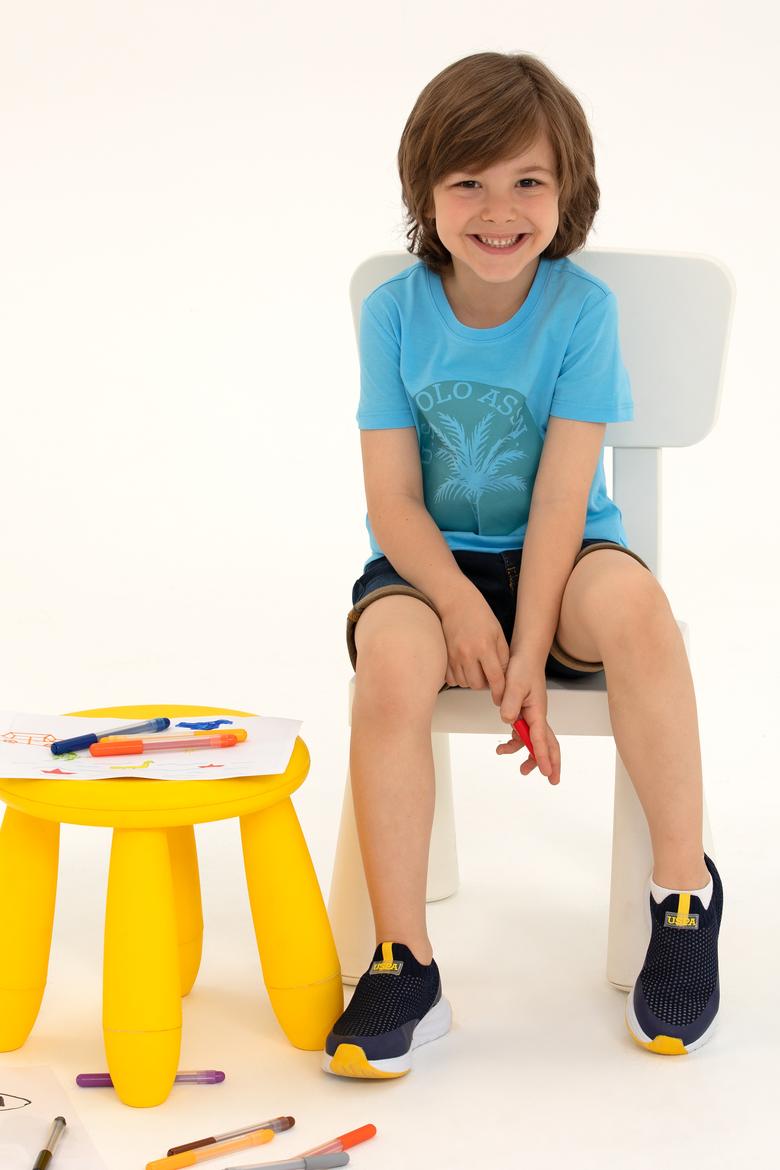 Çocuk Turkuaz Bisiklet Yaka Tişört - 50266008074