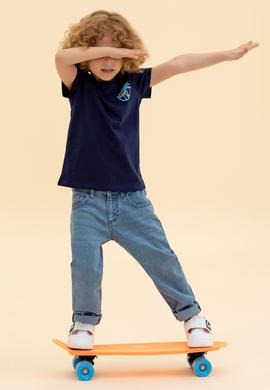 Çocuk Lacivert Bisiklet Yaka Tişört - 50266012017