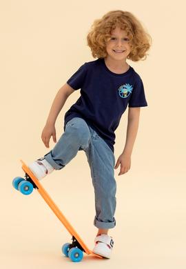 Çocuk Lacivert Bisiklet Yaka Tişört - 50266012017