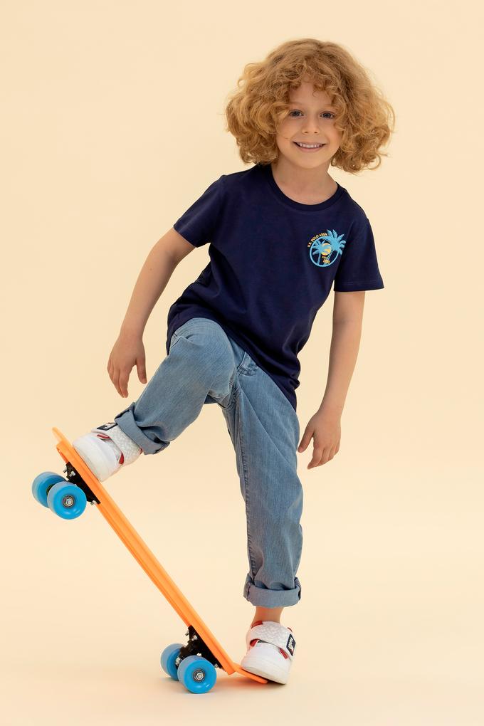 Çocuk Lacivert Bisiklet Yaka Tişört