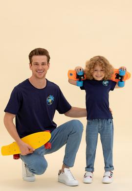 Çocuk Lacivert Bisiklet Yaka Tişört - 50266012017