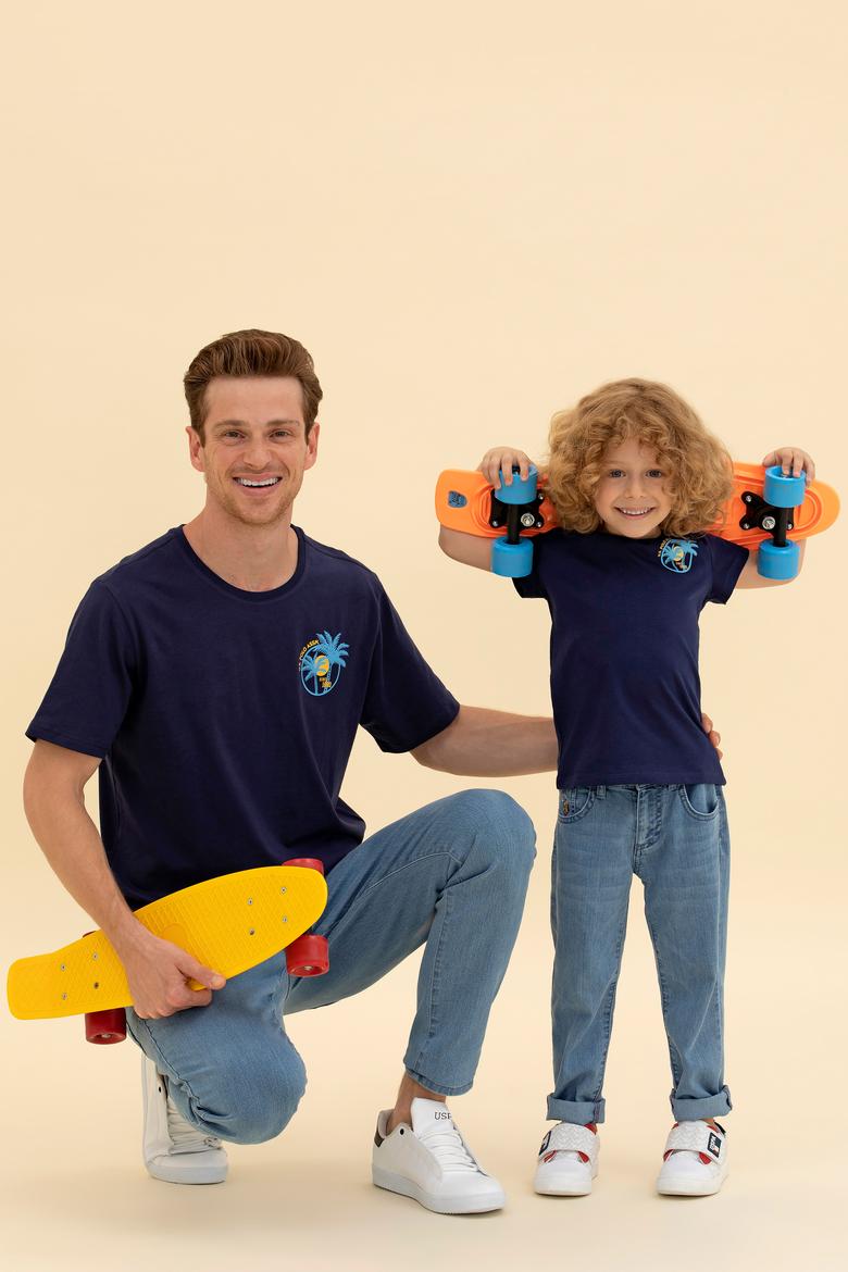 Çocuk Lacivert Bisiklet Yaka Tişört - 50266012017