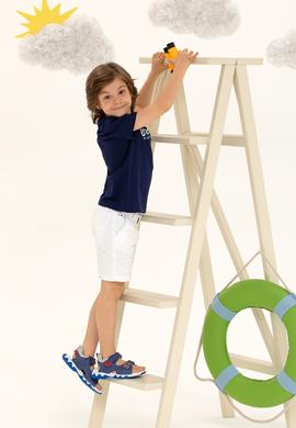 Çocuk Lacivert Bisiklet Yaka Tişört - 50266018005