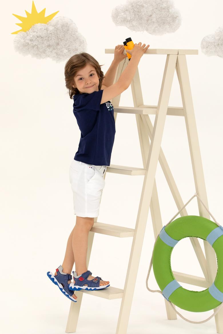 Çocuk Lacivert Bisiklet Yaka Tişört - 50266018005