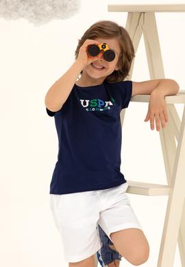 Çocuk Lacivert Bisiklet Yaka Tişört - 50266018005