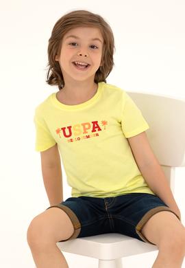Çocuk Açık Sarı Bisiklet Yaka Tişört - 50266018012
