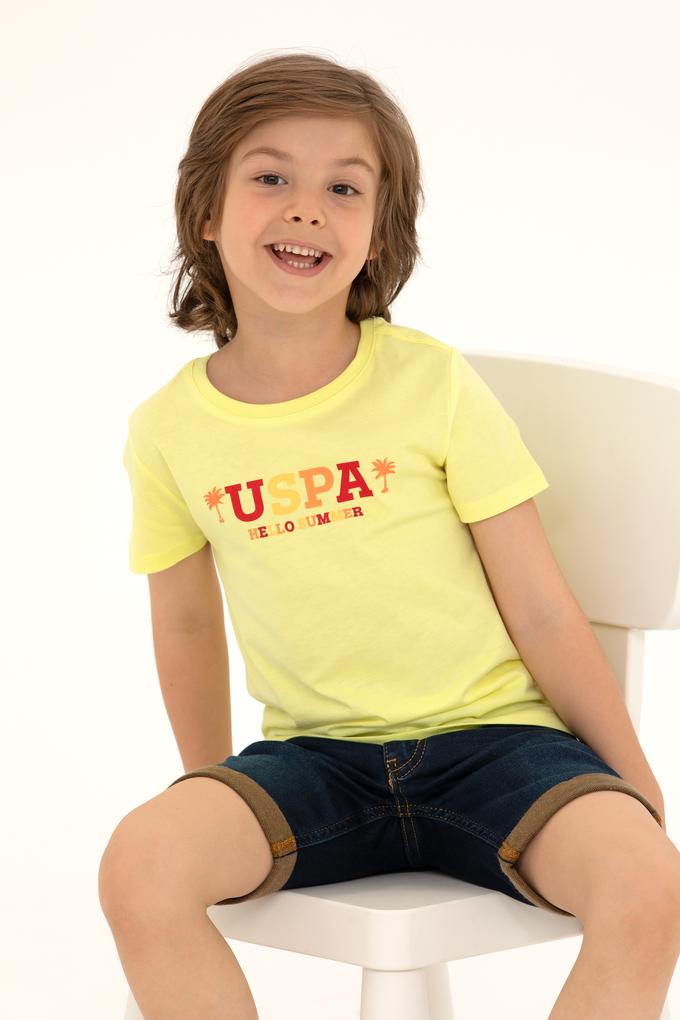 Çocuk Açık Sarı Bisiklet Yaka Tişört