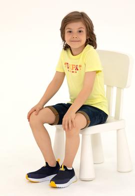 Çocuk Açık Sarı Bisiklet Yaka Tişört - 50266018012