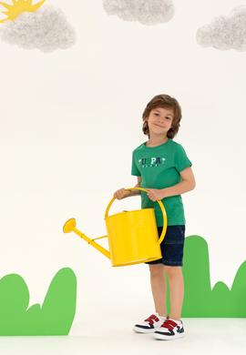 Çocuk Yeşil Bisiklet Yaka Tişört - 50266018027