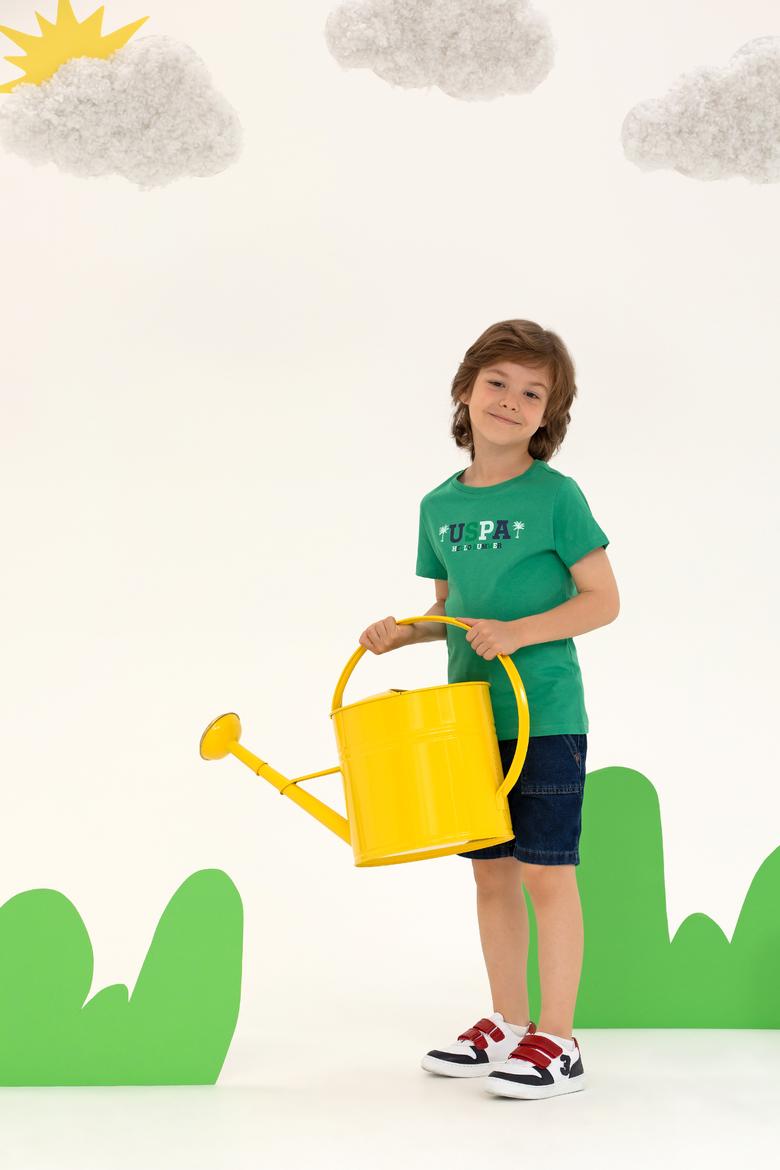 Çocuk Yeşil Bisiklet Yaka Tişört