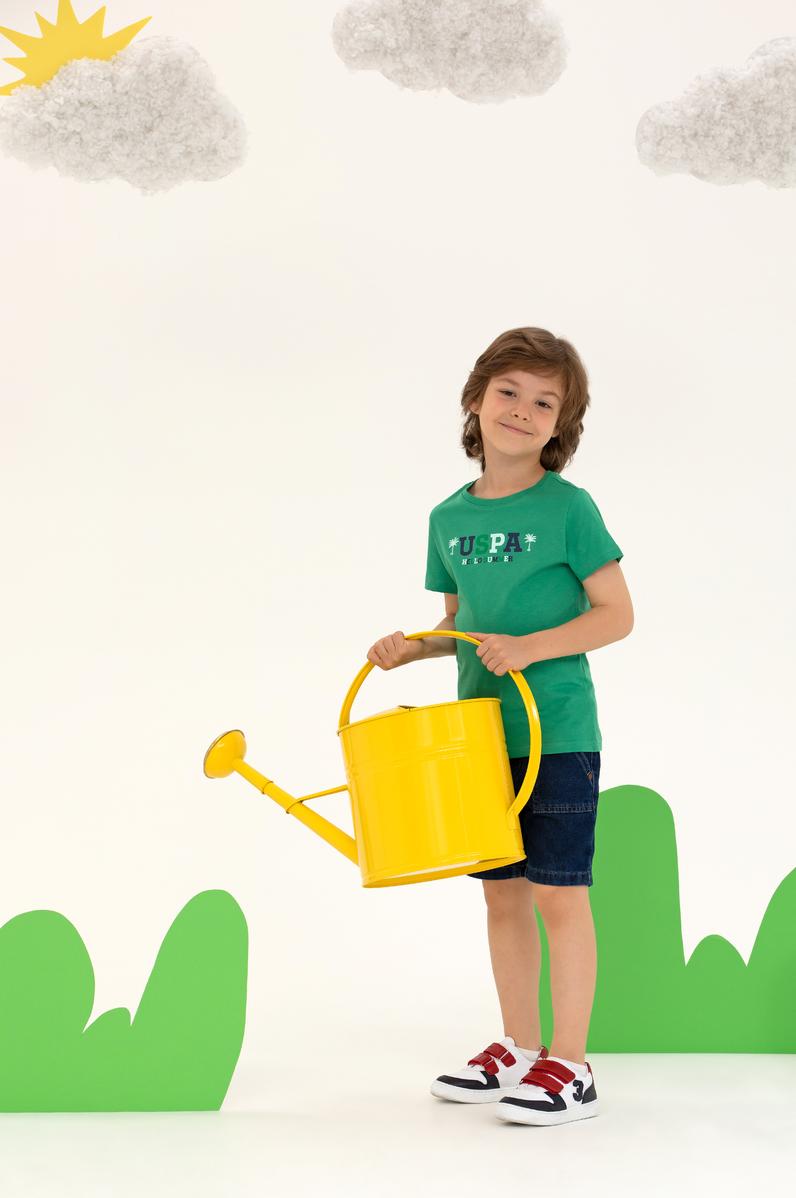 Çocuk Yeşil Bisiklet Yaka Tişört