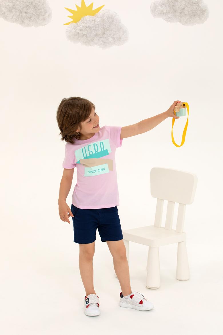 Çocuk Manolya Bisiklet Yaka Tişört - 50266021012