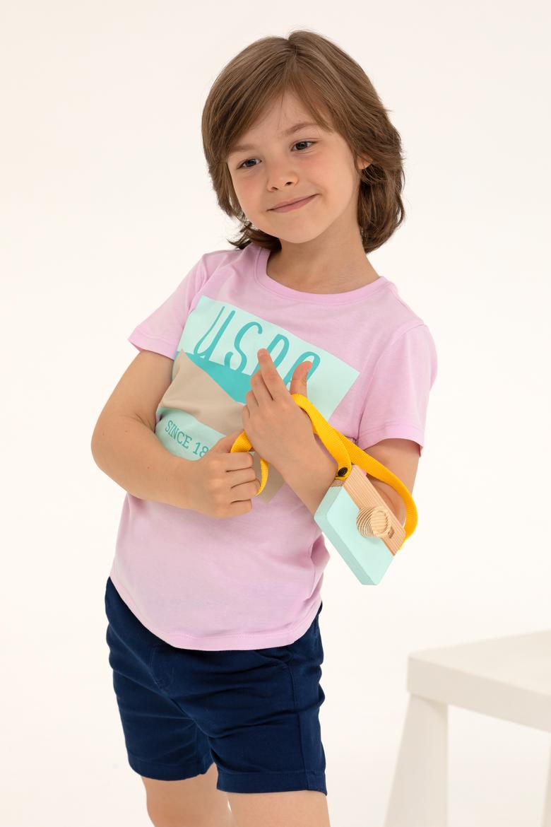 Çocuk Manolya Bisiklet Yaka Tişört