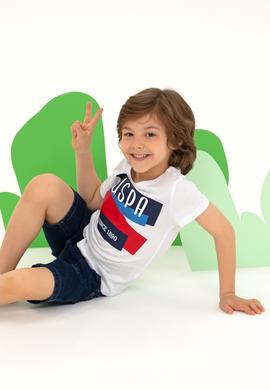 Çocuk Beyaz Bisiklet Yaka Tişört - 50266021049