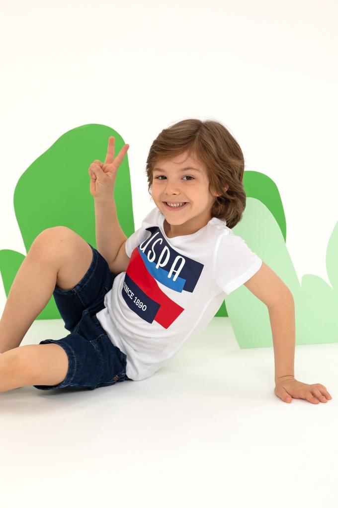 Çocuk Beyaz Bisiklet Yaka Tişört