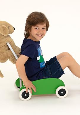 Çocuk Lacivert Bisiklet Yaka Tişört - 50266021007